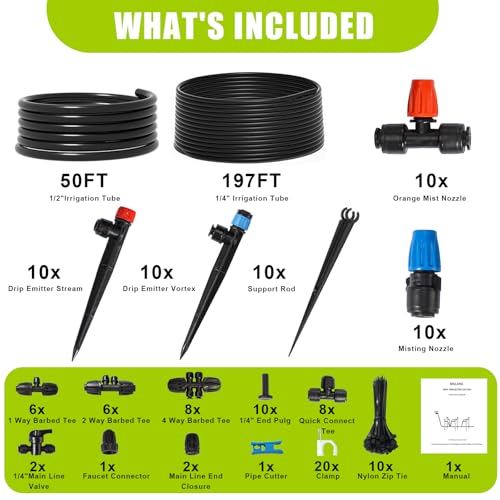 Kit d'irrigation goutte à goutte 70m avec système d'arrosage automatique et buses réglables - 2