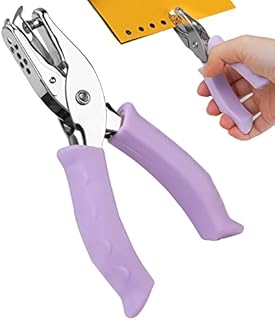 Single Hole Paper Puncher 1/4 inch (6mm) Metal Handheld Hole Punch Purple Circle Pliers One Hole Chrome Multiple Perforator for Home Office School Stationery Greeting Scrapbook Card Gift Tag DIY Craft