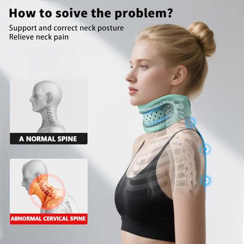 Image of Cervical Collar Neck Brace for Neck Pain & Pressure Relief, Breathable Silicone Frame with Memory Foam, Comfortable Neck Support for Men and Women(Blue)