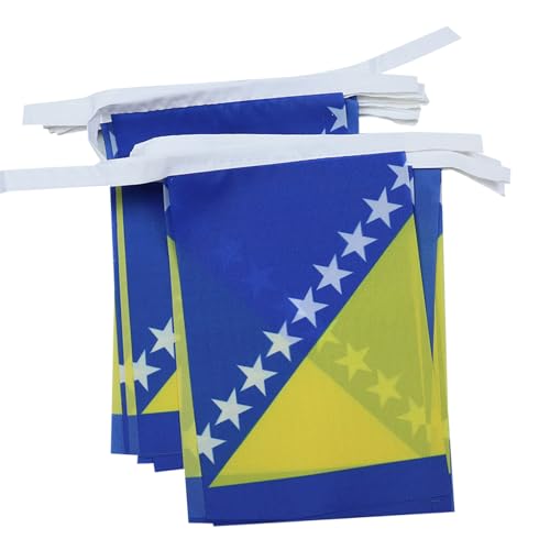 Image of AZ FLAG Bosnia and Herzegovina 6 meters BUNTING Flag 20 flags 9'' x 6'' - Bosnian Herzegovinian STRING flags 15 x 21 cm