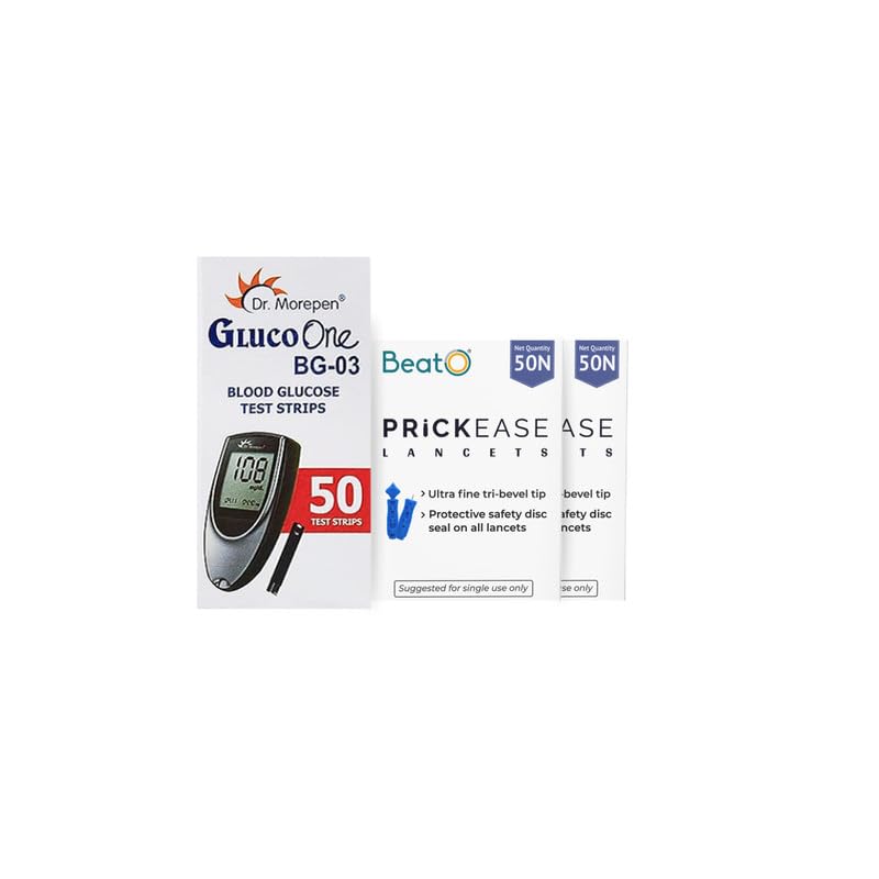 Dr. Morepen GlucoOne BG 03 50 Glucometer Test Strips with 100 Lancets (No Glucometer)