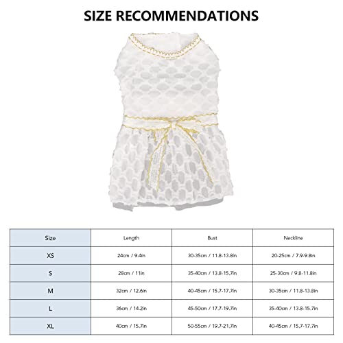 Vestido de princesa para cães de poliéster macio respirável laço branco para animais de estimação pe
