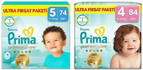 Prima Bebek Bezi Premium Care 5 Numara 74 Adet Ultra F rsat Paketi ve Prima Bebek Bezi Premium Care 4 Numara 84 Adet Ultra F rsat Paketi