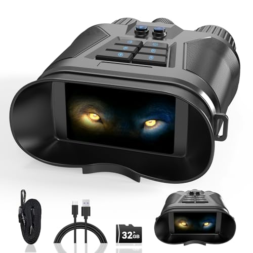 Night Vision Goggles, 4K Night Vision Binoculars for Adults, 3.2'' HD Screen Thermal Binoculars 32GB TF Card can Save Photo Video for Outdoor Camping and Wildlife Observation, Cool tech Gifts for Men