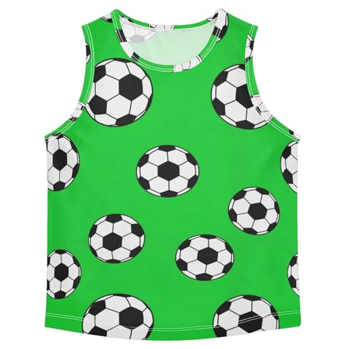 J JOYSAY Cartoon Soccer Green Boys Tank Top Sleeveless Muscle Shirts Quick Dry Active Sport Workout Kids T-Shirts 3-15T