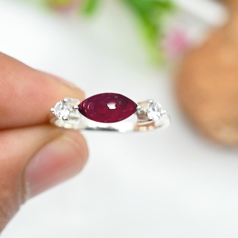 Edelstein Ring silberplattiert für Damen und Herren stilvoll alle Größen Geschenkidee handgefertigter Schmuck CRG1249AA