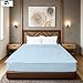Zip On Fitted Sheet - Includes 1 Fitted Base + 2 Zip Sheet - Easy to Change, Won’t Pop Off Queen Sheet - Soft 600 TC Cotton Fitted Sheet- 15” Deep Pocket Queen Size- Light Blue