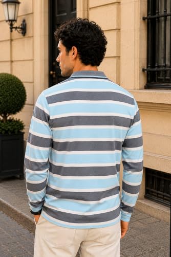 Image of SANE ORIGINALS Men's Full Sleeve Polo T-Shirt with Pocket, Premium Cotton Blend Collar Neck Tee