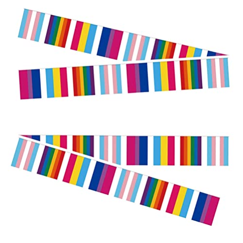 MIXCUT 40 peças de bandeiras de arco-íris, bandeira lésbica gay pendurada com faixas, bandeiras de b