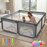 Orian Baby Playpen 50x50 Large Play Yard for Babies and Toddlers, Indoor Outdoor Playpen, Sturdy Baby Play Pen with Mesh Sides, Safe Baby Fence Play Area, Assembly Required/Not Portable, w Storage Bag