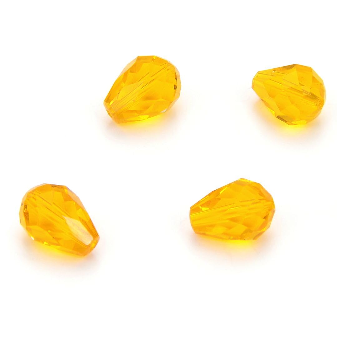 24 perline Adabele austriache sfaccettate a goccia, 8 mm, colore giallo topazio chiaro, compatibili con 5500 cristalli Swarovski Preciosa SST-808