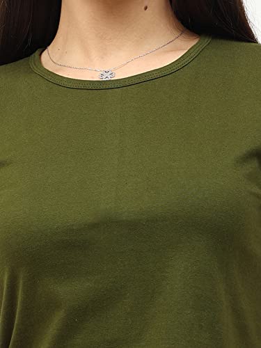 Image of FLEXIMAA Women's Cotton Plain Round Neck Half Sleeve Crop Top