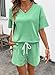 SHEWIN Short Sets for Women Spring Fashion 2026 V-neck Short Sleeve Tops and Women's Shorts sweatsuits Casual Loose Comfy Womens Lounge Sets Beach Vacation Outfits Green XL