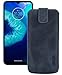 Produktbild Suncase ECHT Ledertasche Leder Etui *Slim-Edition* kompatibel mit Motorola Moto g8 Power lite (mit Rückzugsfunktion und Magnetverschluss) in Pebble-Blue