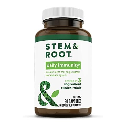 Stem & Root Daily Immunity Herbal Supplement with Zinc, & BeniCaros - Supports a Healthy Immune System - Powered by Plants, 30 Pack Cover