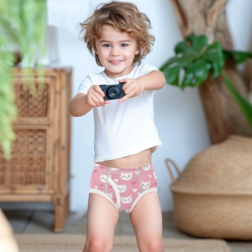 Wusikd White Cat Boys' Underwear Cotton Pink Hearts Boys Briefs Soft Toddler Underwear 2T 6