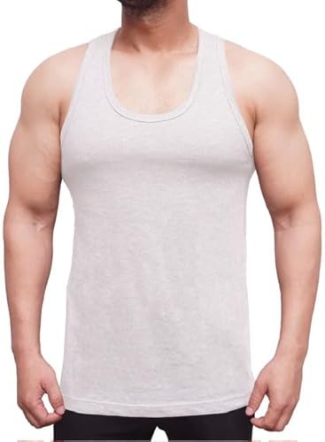 JUNGANRHA® Men Vests Cotton Tank Top Sleeveless Shirt Men Out Door Summer Workout, Bodybuilding, Cycling, Running Undershirt Tank Top Men White Size 5XL (Pack 1)