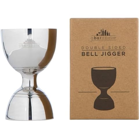 A Bar Above Premium Bell Jigger with 10 Measurements Inside - Professional & Heavy-Duty 304 Stainless Steel Cocktail Double Jigger for Bartending (1 Pack, Stainless Steel) Cover
