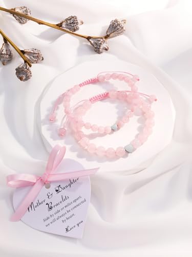 Pulseras para madre de hija con dijes de corazones y cristales finos 5