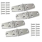 SHENGHUISS 4 Pcs 4" x 1.5" Boat Strap Hinge Door Hinge Marine Grade Stainless Steel 316 Hinge 6 Hole