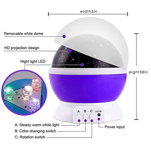 Image of Desidiya 360-Degree Rotating Star Projector, Desk Lamp Multi Colors Changing with USB Cable, Best for Children Baby Bedroom and Party Decorations