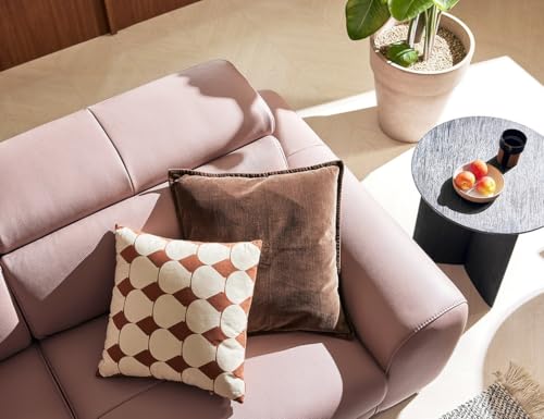 Image of Fabrique Sassy Leatherette 3 Seater Sofa Set with Puffy Luxury Light Pink with Moveable Headrest | Stylish Home Office & Living Room Furniture | Lightweight Design with Durable Stainless Steel Legs