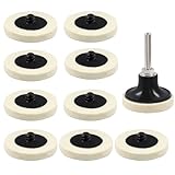 Bonsicoky 2 Inch Compressed Wool Polishing Buffing Pads, 10 Pcs Wool Buffing Pad with 2" Disc Pad Holder for Polishing and Buffing