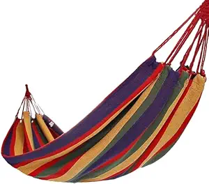 ASHMEO Beach Hammock Bed Canvas Outdoor Camping Beach Travel Swing Hammock Camping Double Single with Tree Belt Travel