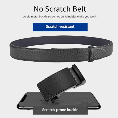 Tsa Approved Non Metal Nickel Free Hypoallergenic Belt Mechanic Buckleless No Scratch Leather Belt 1.38“3