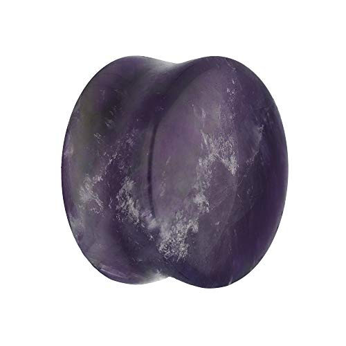Treuheld® | 18mm Amethyst Ohr Plug/Flesh Tunnel | Violett/Lila| Schmuckstein-Kristall | Quarz-Mineral | Damen + Herren | Stein Tunnel Piercing
