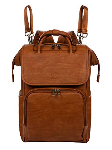 Citi Collective Explorer Tan Diaper Bag Backpack - Vegan Leather Diaper Bag With Shoulder Strap, Large Capacity, Insulated Bottle Pockets, Changing Pad, Stroller Clip- Versatile Diaper Bag For Baby #TOP6