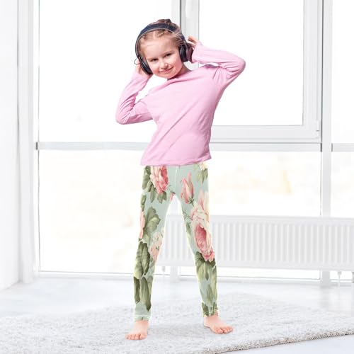 Bolaz Toddler Girls Leggings Printed Yoga Pants Leggings Pink Peony for Kids4
