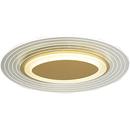 Plafonnier à LED bicolore grand format or et blanc pour salon moderne