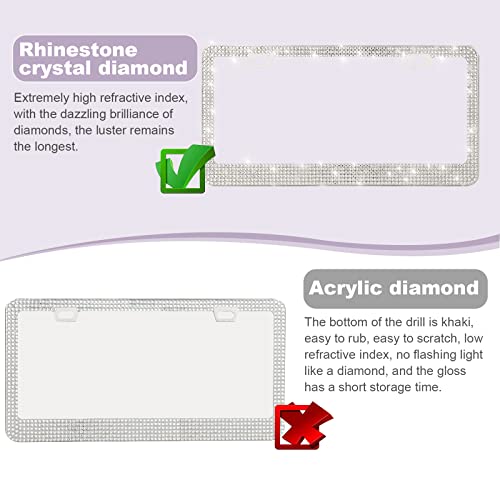 image for QUANQIUFEI 2 Pack Bling License Plate Frames for Women, Sparkly Rhines
