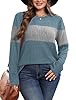 Womens Long Sleeve Tops Color Block Sweaters Fashi... #4