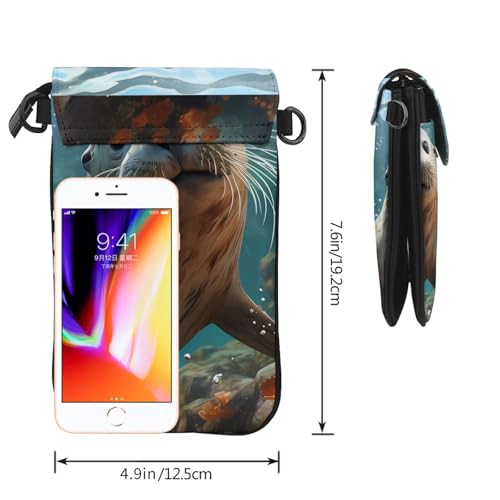 Seal pup in water Women's crossbody bag, crossbody phone bag, tassel wallet with shoulder strap, best gift for women.3