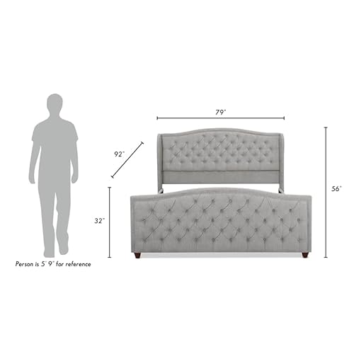 Jennifer Taylor Home Marcella Upholstered Shelter Headboard Bed Set, California King, Silver Grey Polyester #TOP2