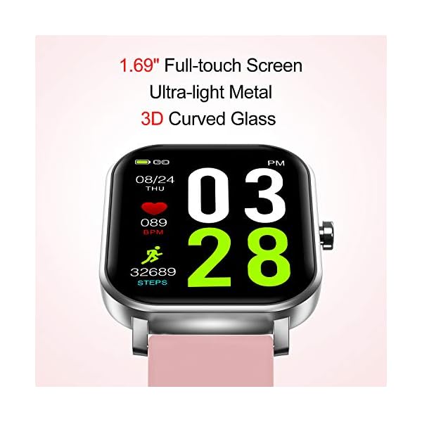 Smart Watch for Android Phones Compatible with iPhone Samsung, 1.69" Full Touch Screen Smartwatch with Heart Rate Monitor, Sleep Tracker, Message Call Reminder, Stopwatch, Fitness Tracker for Women