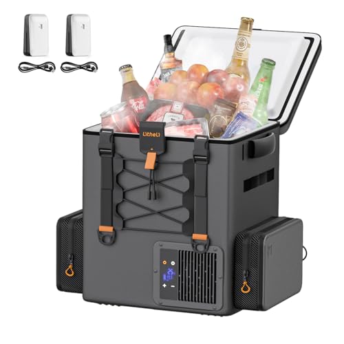 Litheli FrozenPack Akku Kühlbox Auto Elektrische Gefrierbox 20L, 12V/240V Rucksack-Kühlschrank für Camping, Reisen, Wohnmobil, 15 Minuten Schnellkühlung, Grau-SE Mit 2 x...