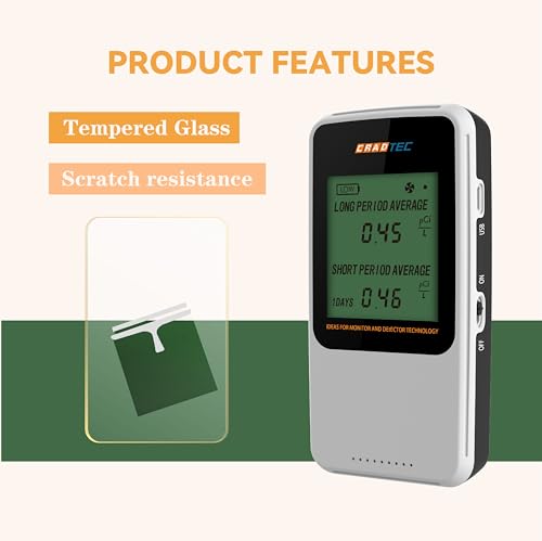 Digital Radon Detector III, White, Radon Monitor, Radon Meter, Tempered Glass, Short Term and Long Term Result, Portable, Easy to Use, 3 AAA Batteries, Switchable Between Bq/M3 and pCi/L - Image 3