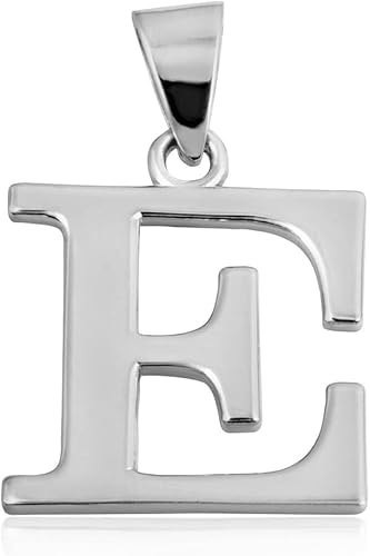 Claddagh Gold . Dije de plata de ley 925 con inicial – Joyería personalizada de letras del alfabeto en fuente de bloque de 0.031 in o 0.022 in