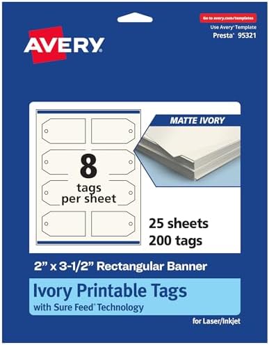 Amazon.com: Avery Printable Rectangle Banner Tags with Sure Feed ...