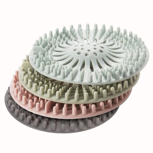Shower Drain Hair Catcher 4 Pack – Silicone Bathtub Drain