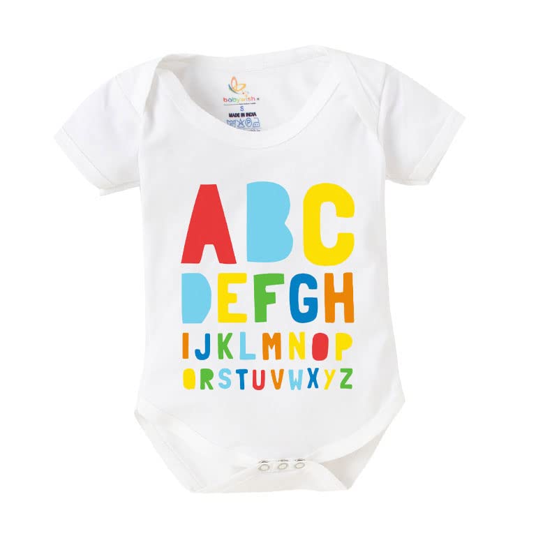 baby wish Newborn Romper Clothes Baby Bodysuits Newborn Outfit My 1st Birthday Printed Romper with Envelop Neck Half Sleeve Unisex Romper Infant Dress English Alphabet Print