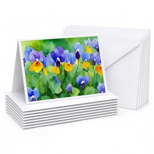 Caroline's Treasures DAC1647GCA7P Illinois Violet in Watercolor Greeting Cards and Envelopes Pack of 8 Blank Cards with Envelopes Whimsical A7 Size 5x7 Blank Greeting Cards