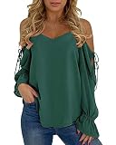- YOINS mujeres tops con hombros descubiertos sexy correa de espagueti sin mangas con cuello en v camiseta superior de manga larga para mujer es sexy, elegante y de moda. Característica: Blusa con hombros descubiertos, blusas con hombros descubiertos para mujeres, blusas sin mangas con tirantes finos, blusas holgadas con cuello en V y mangas de linterna, blusas de color sólido para mujeres, blusas sueltas lisas de manga larga, blusas sin mangas.La blusa es única para mujeres, damas y niñas.