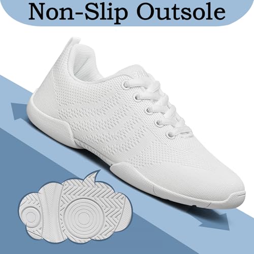 FUQIAO Girls White Cheer Shoes Lightweight Dance Sneakers 7.5 Women by FUQIAO - Image 3