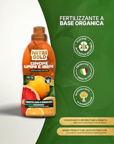 NutriGold® concime Agrumi | Fertilizzante per Limoni, Arance, Mandarini e Pompelmi - Formula Ricca di Azoto, Fosforo e Potassio - Nutrienti Specifici per Agrumi in Terra o Vaso - 700g + 50g Omaggio - 6