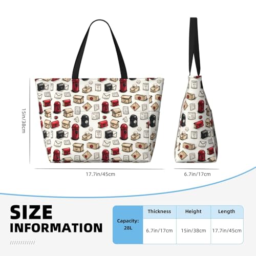Large Beach Bags for Women Sandproof - Cute Mailbox Print Summer Work Travel Tote Bags with Zipper2