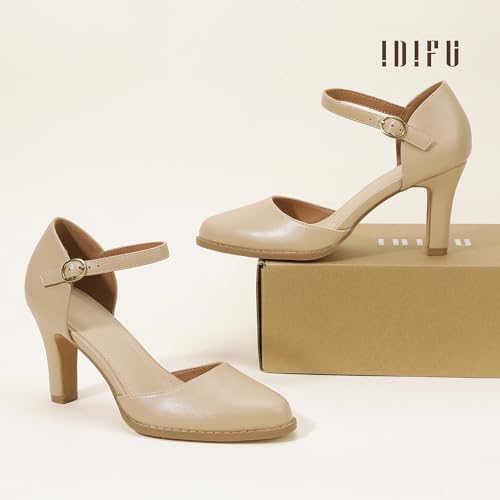 Image of IDIFU IN3 Closed Toe Chunky High Heels Comfortable Dress Shoes for Women
